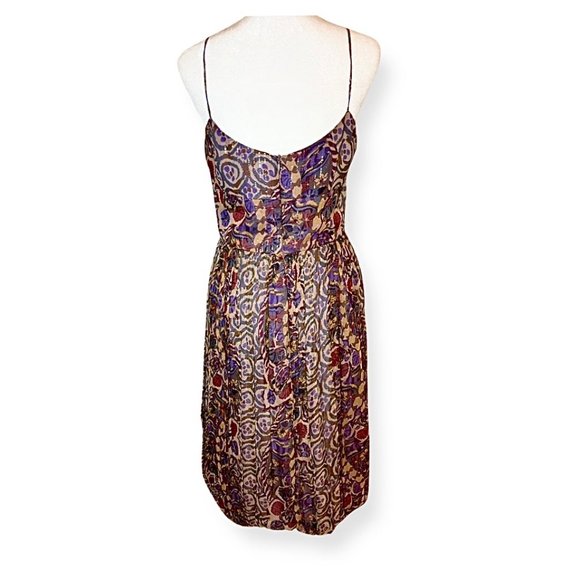 David Meister Floral Golden Thread Spaghetti Strap Cocktail Dress Size 4 - Picture 3 of 12